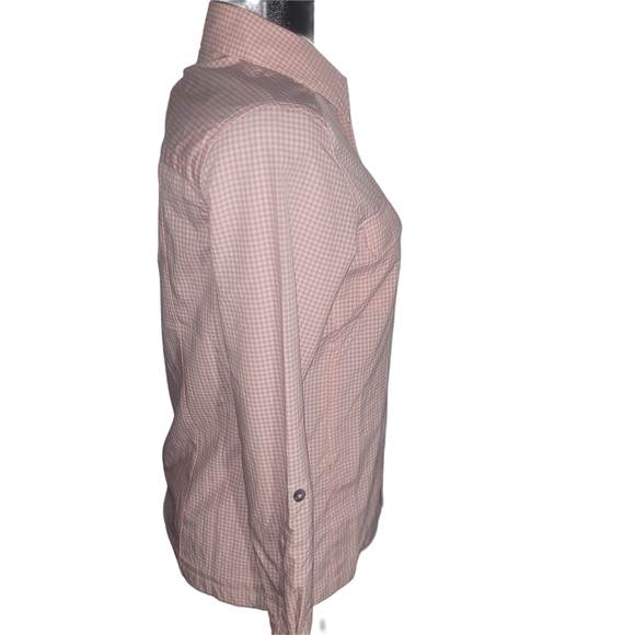 Wind River No Fly Zone Peach and White Gingham Fishing Shirt XS - Picture 3 of 6